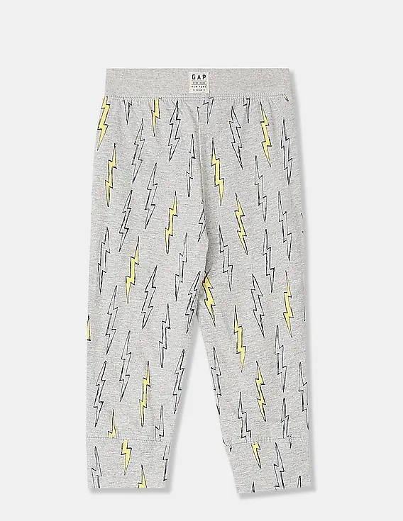 GAP Toddler Boy Grey Drawstring Waist Printed Joggers