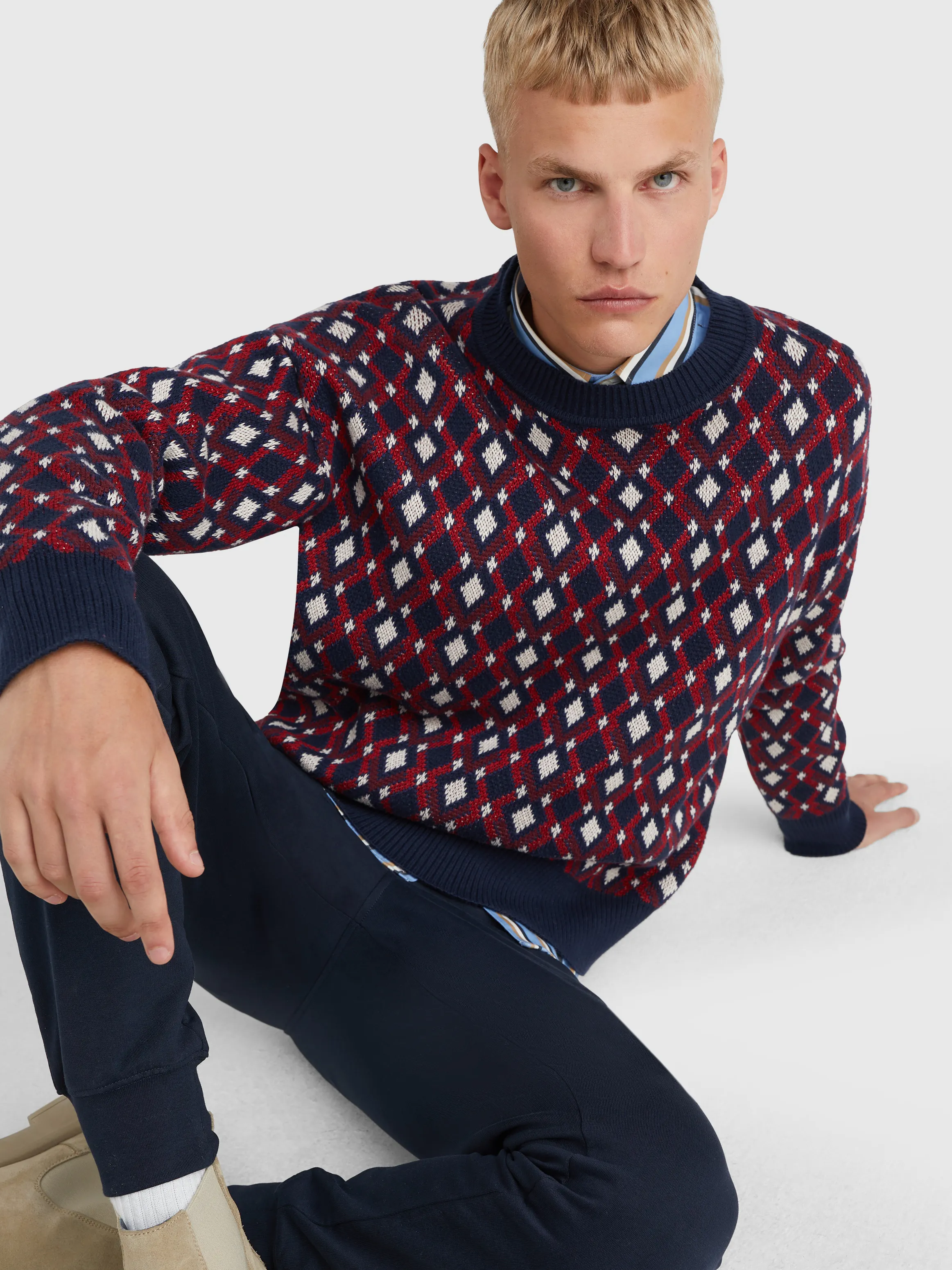 Geometric Intarsia Oversized Jumper | Sweatshirts & Hoodies | Tommy Hilfiger