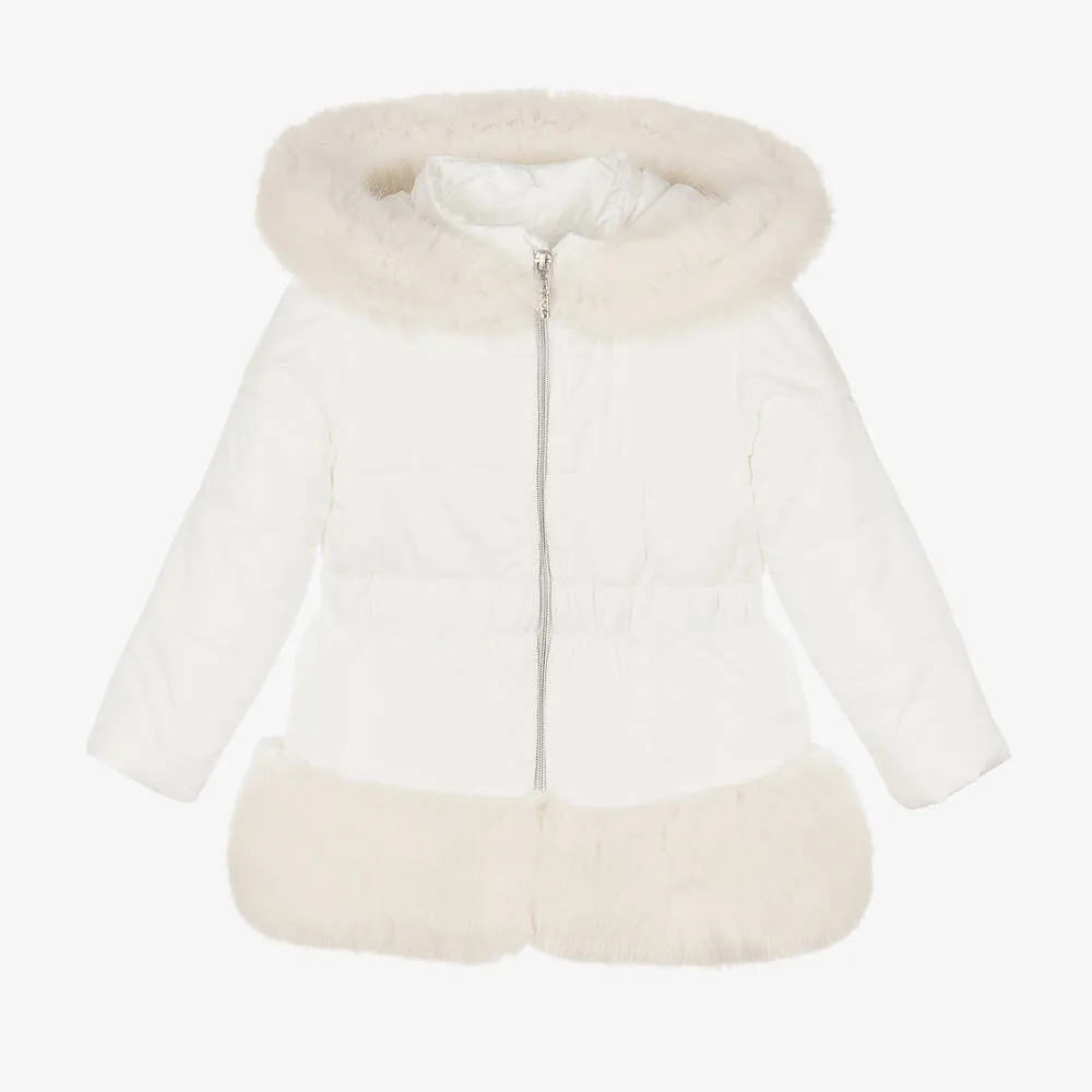 Girls Ivory Puffer Coat