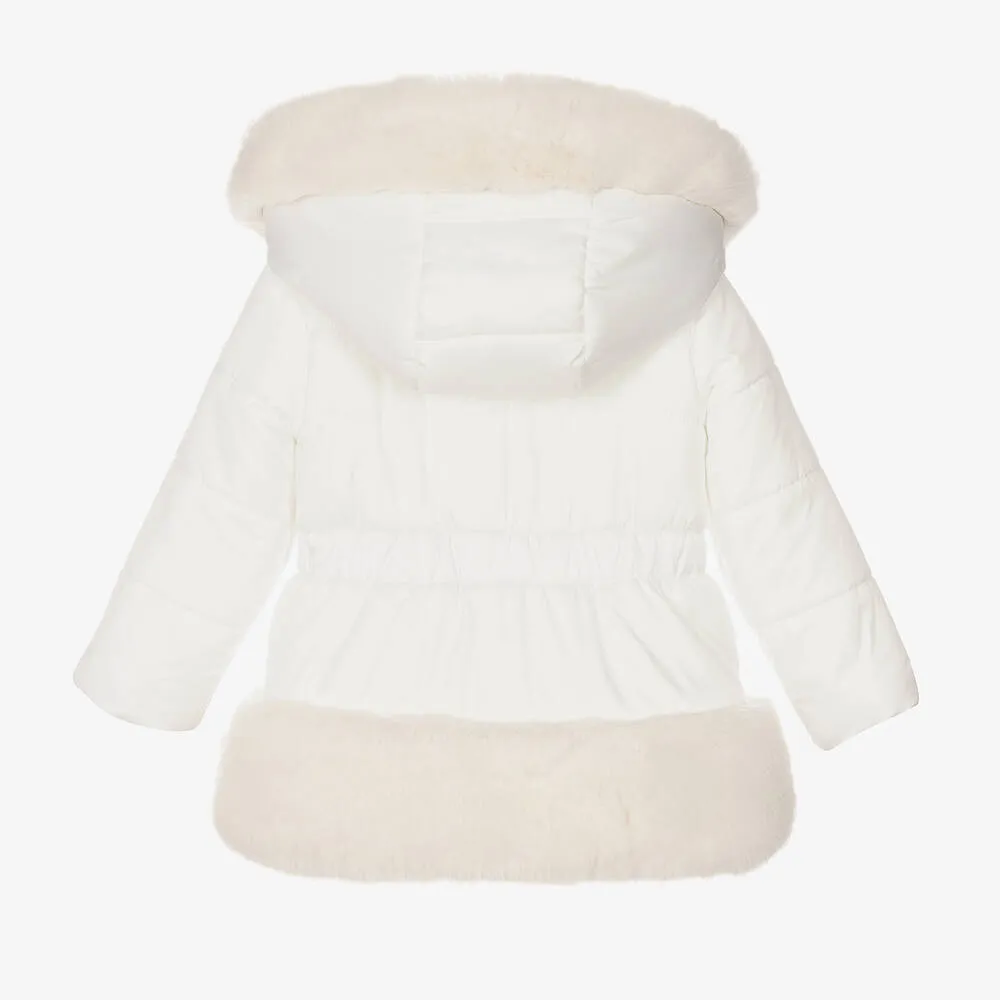 Girls Ivory Puffer Coat