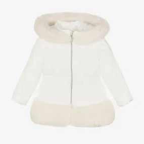 Girls Ivory Puffer Coat