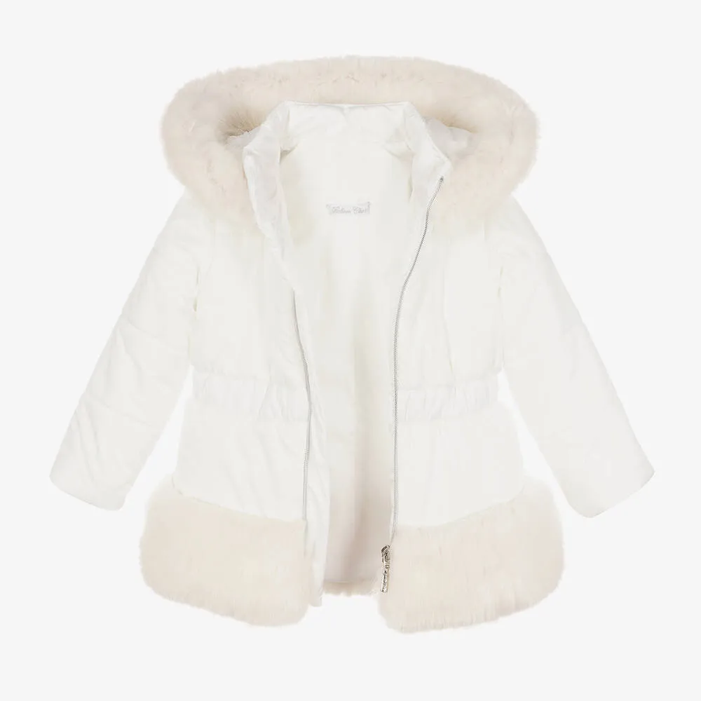 Girls Ivory Puffer Coat