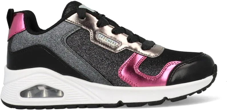 Girls Skechers Trainers Uno Metallic Remix Laced 310513L BKMT