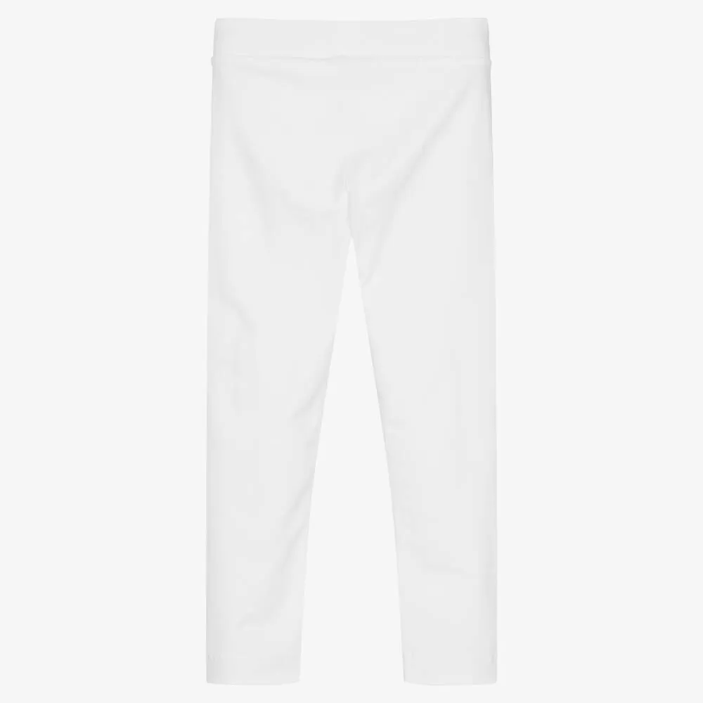 Girls White Logo Leggings