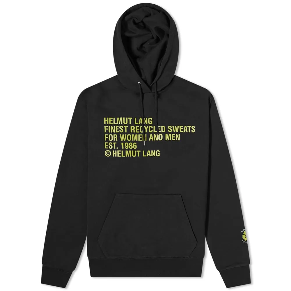 Helmut Lang Recycled Label Popover HoodieBlack