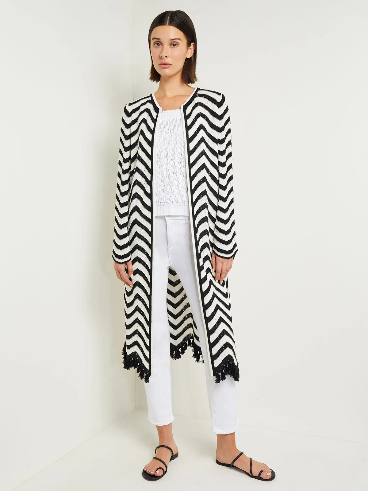 Heritage Fit Jacket - Chevron Fringe Trim Intarsia Knit