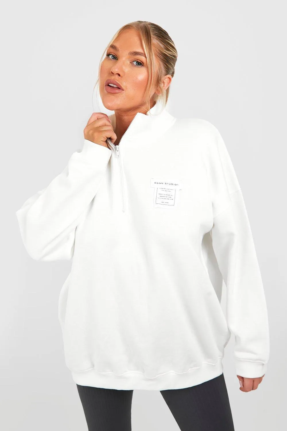 Hoodies & Sweatshirts | Plus Manhattan Half Zip Sweatshirt | boohoo