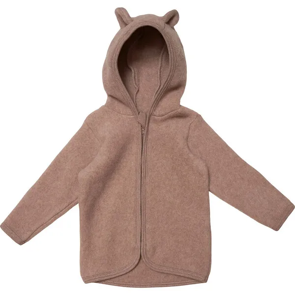 HutteliHut Cotton Fleece Fluffy Jacket w/ Ears, Ash Rose