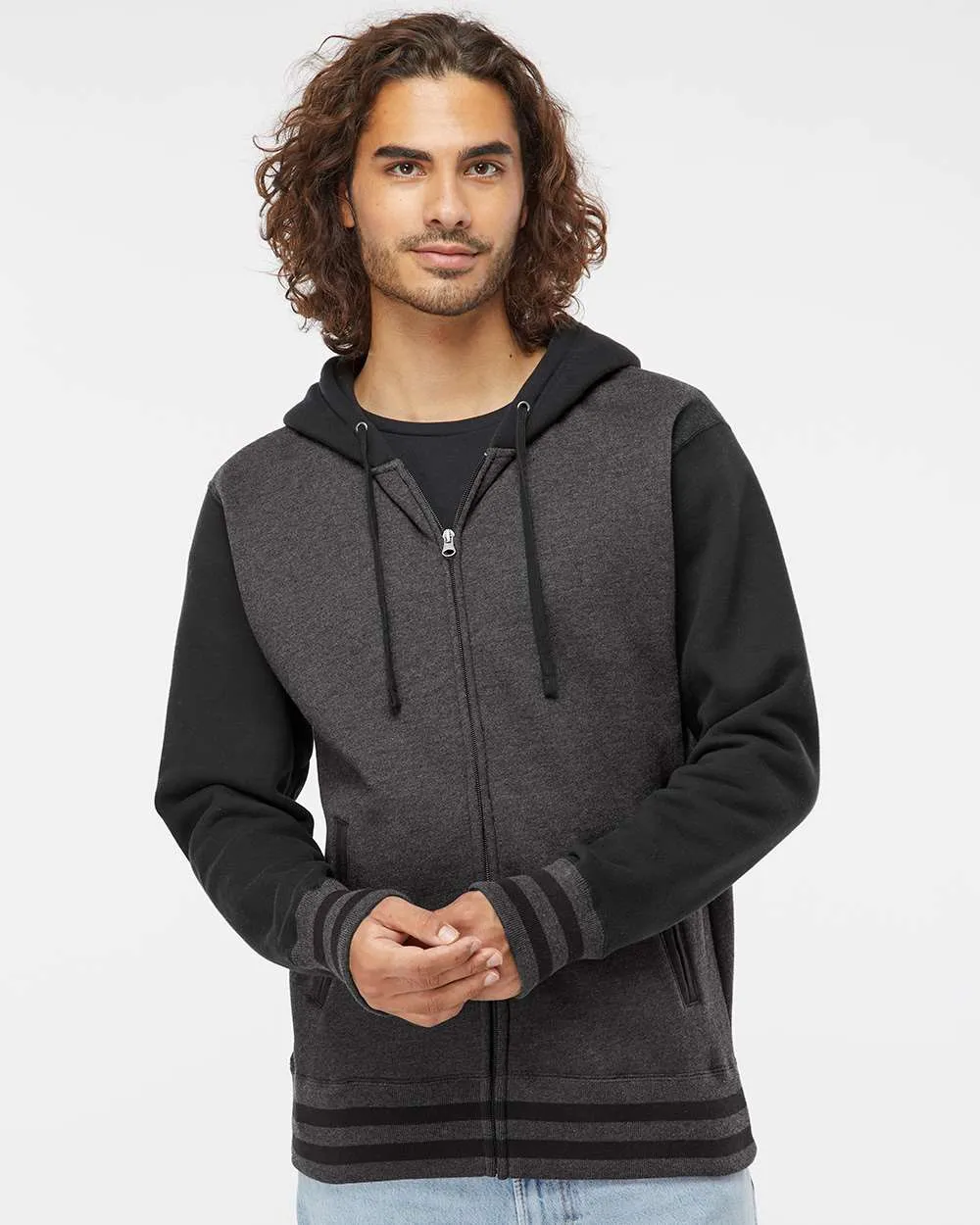 Independent Trading Co. Varsity Full-Zip Hooded Sweatshirt