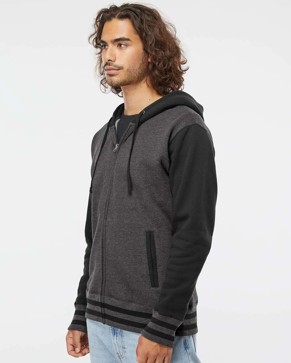 Independent Trading Co. Varsity Full-Zip Hooded Sweatshirt