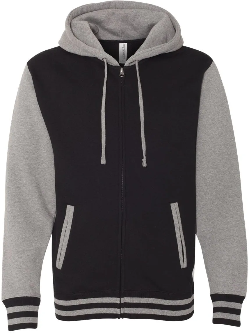 Independent Trading Co. Varsity Full-Zip Hooded Sweatshirt