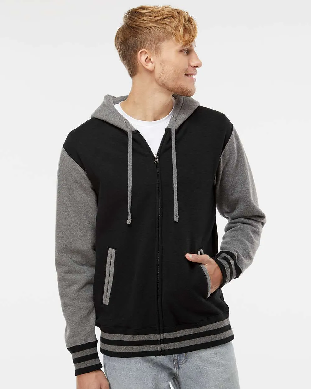 Independent Trading Co. Varsity Full-Zip Hooded Sweatshirt