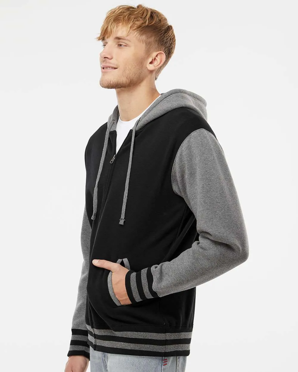 Independent Trading Co. Varsity Full-Zip Hooded Sweatshirt