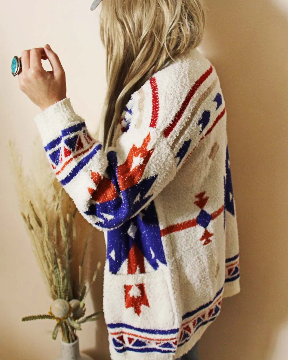 Johnny Aztec Sweater in White