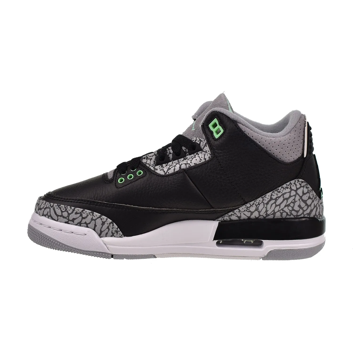 Jordan 3 Retro (GS) Big Kids' Shoes Black-Wolf Grey-White-Green Glow