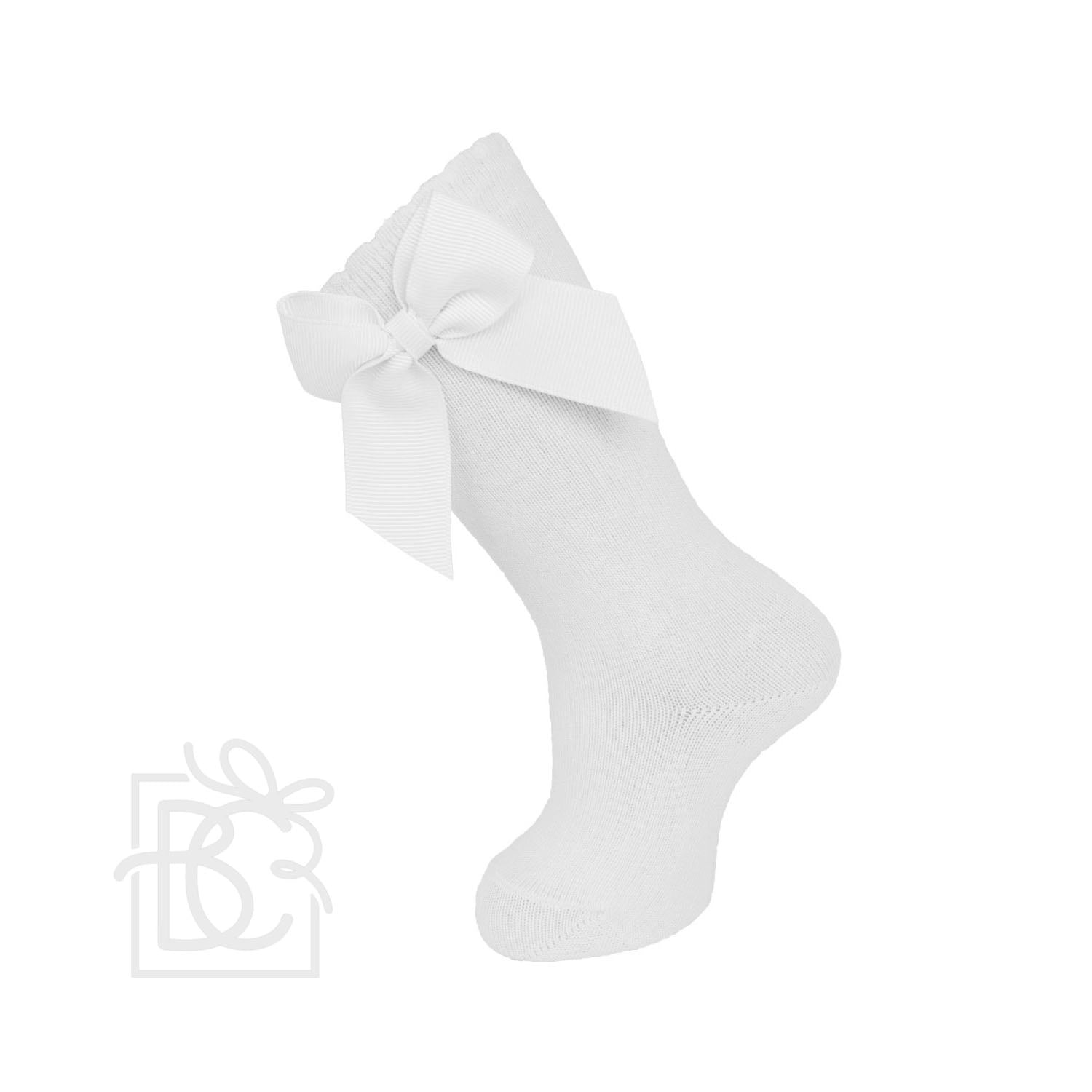 Knee Socks with Bow - White