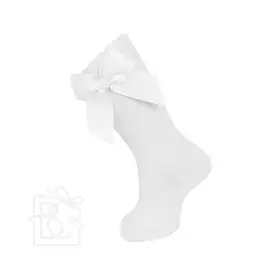 Knee Socks with Bow - White