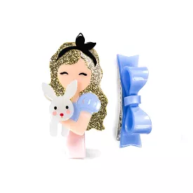 Lilies & Roses Cute Doll Clip Set -  Alice with Bunny and Bow