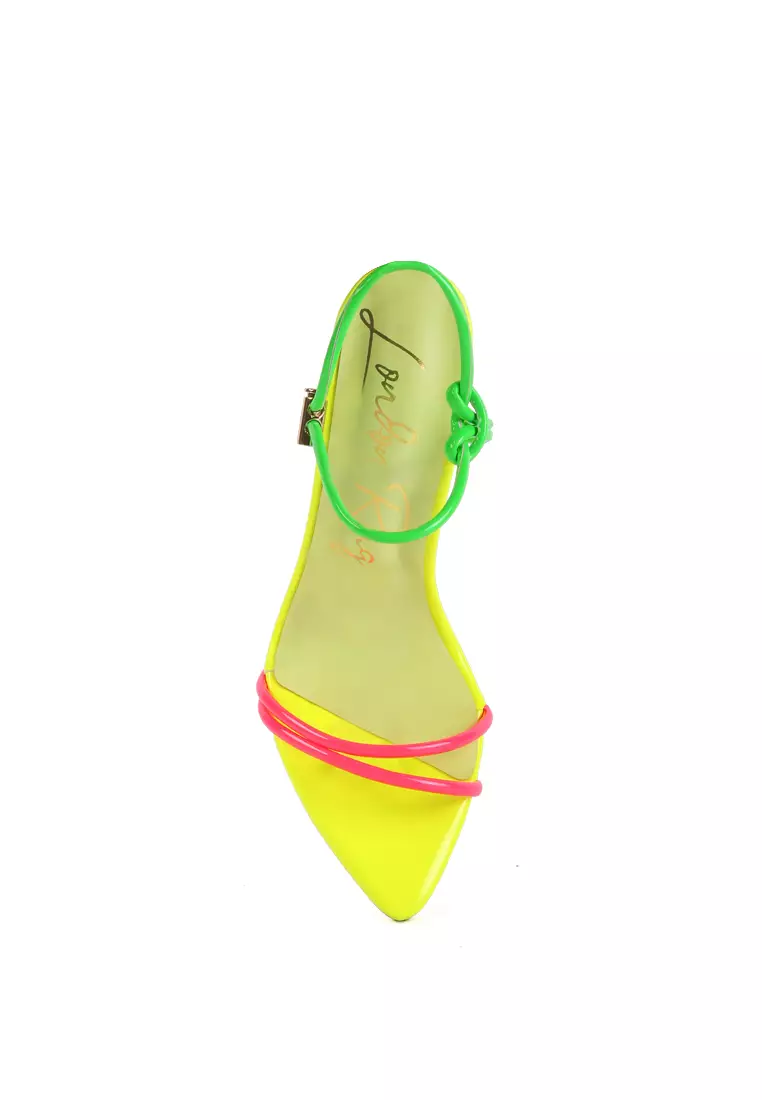 London Rag Neon Drawstring Band High Heeled Sandal