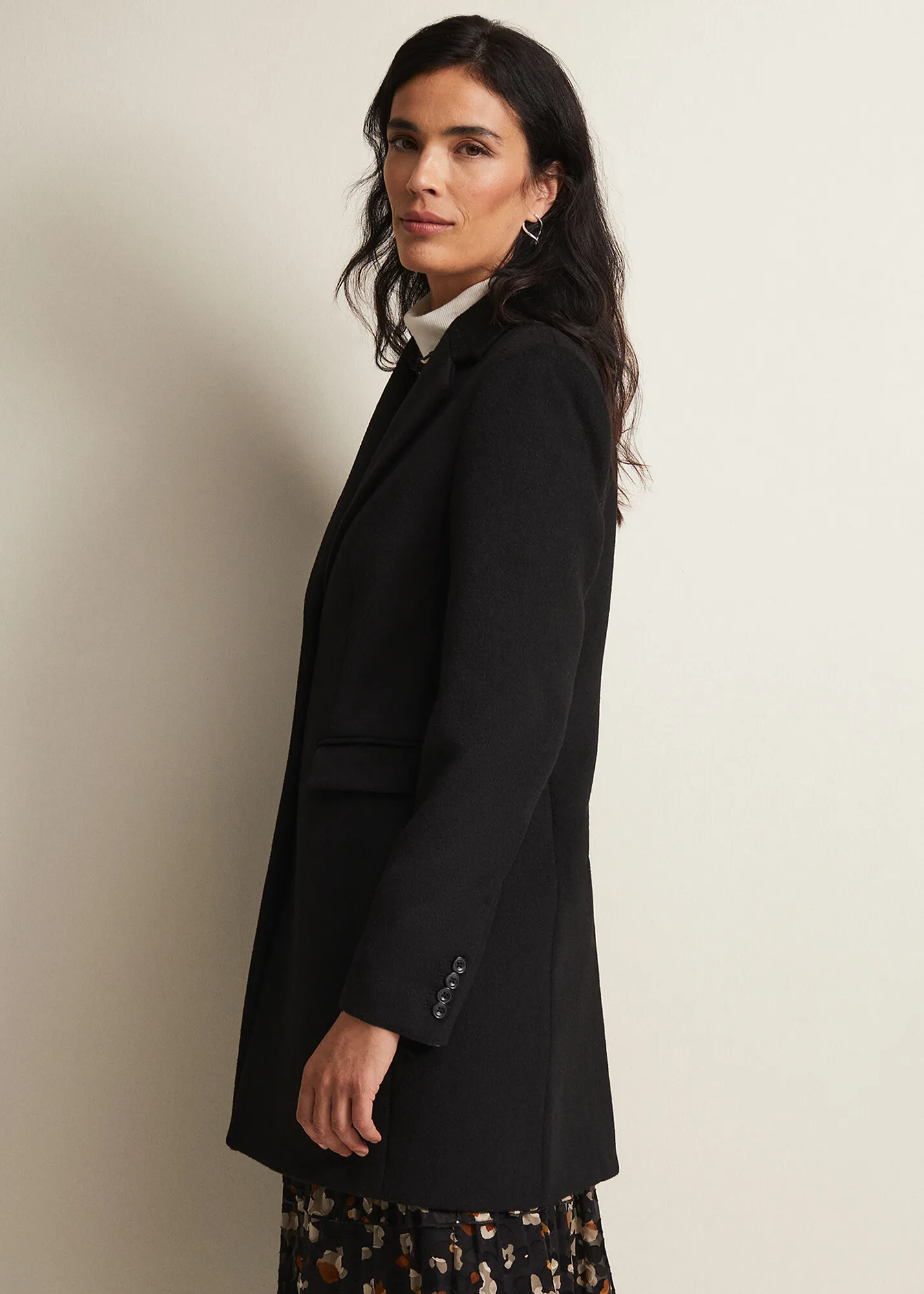 Lydia Black Wool Smart Coat