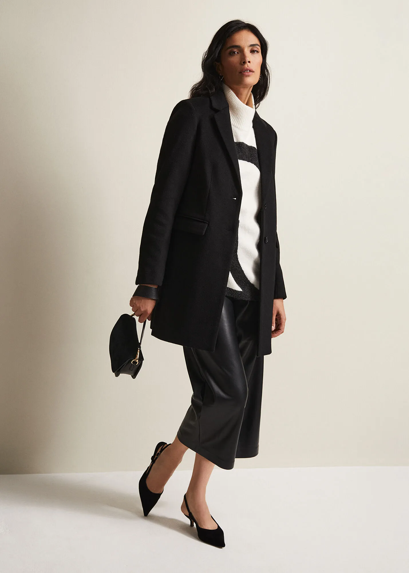 Lydia Black Wool Smart Coat