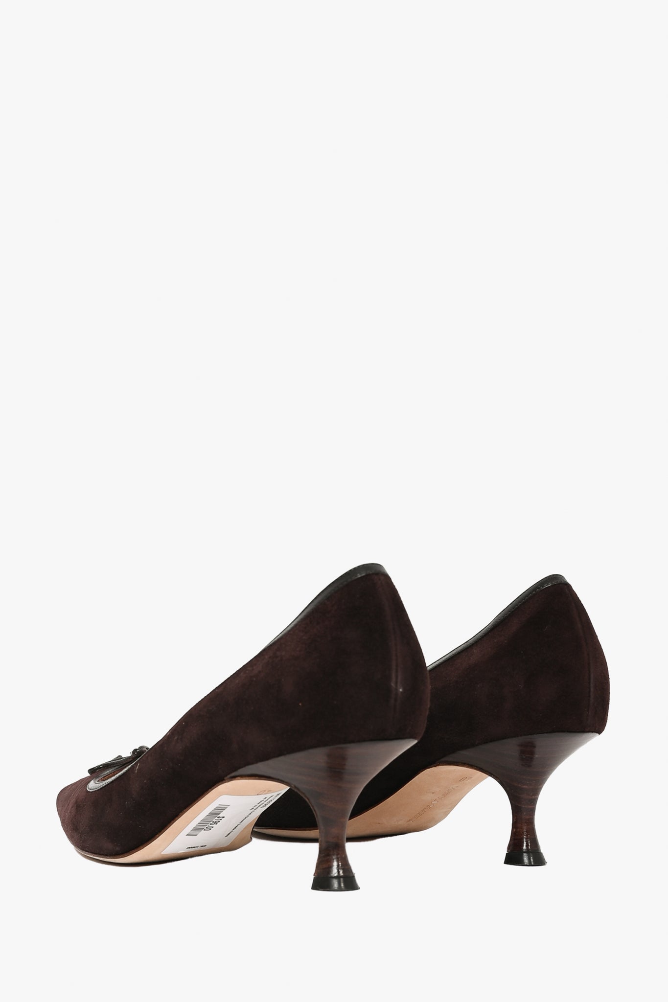 Manolo Blahnik Dark Brown Suede Heels with Bow Size 40