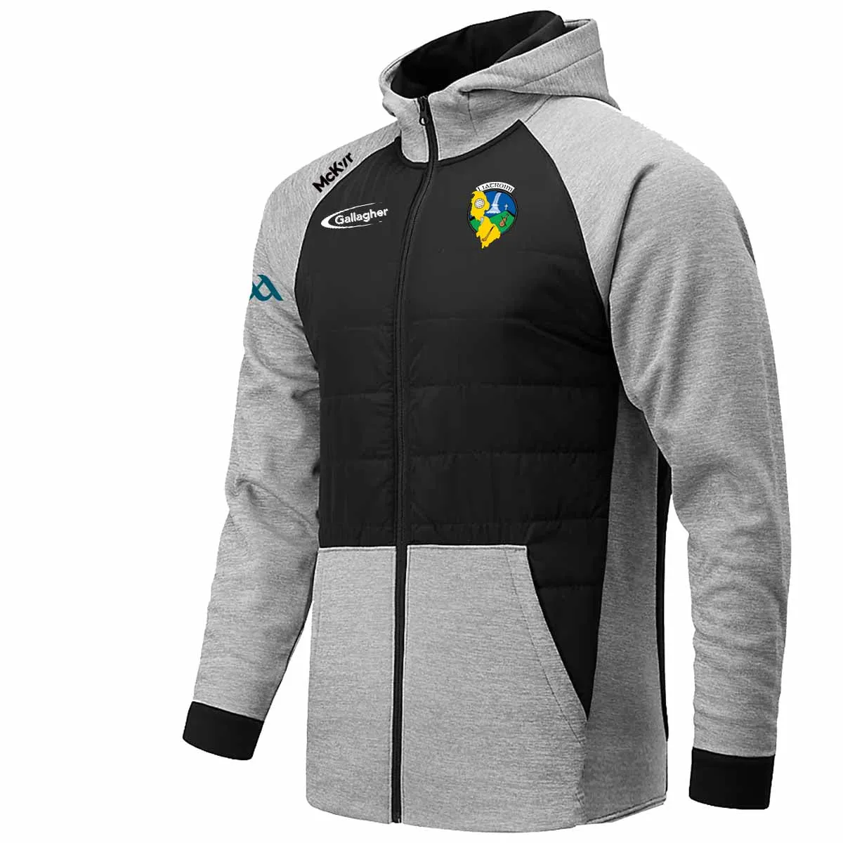 Mc Keever Leitrim GAA Official Vital Interlock Hoodie - Youth - Black/Grey