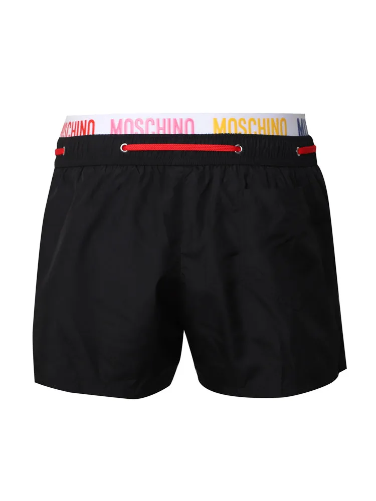 Moschino Logo Detailed Drawstring Swim Shorts