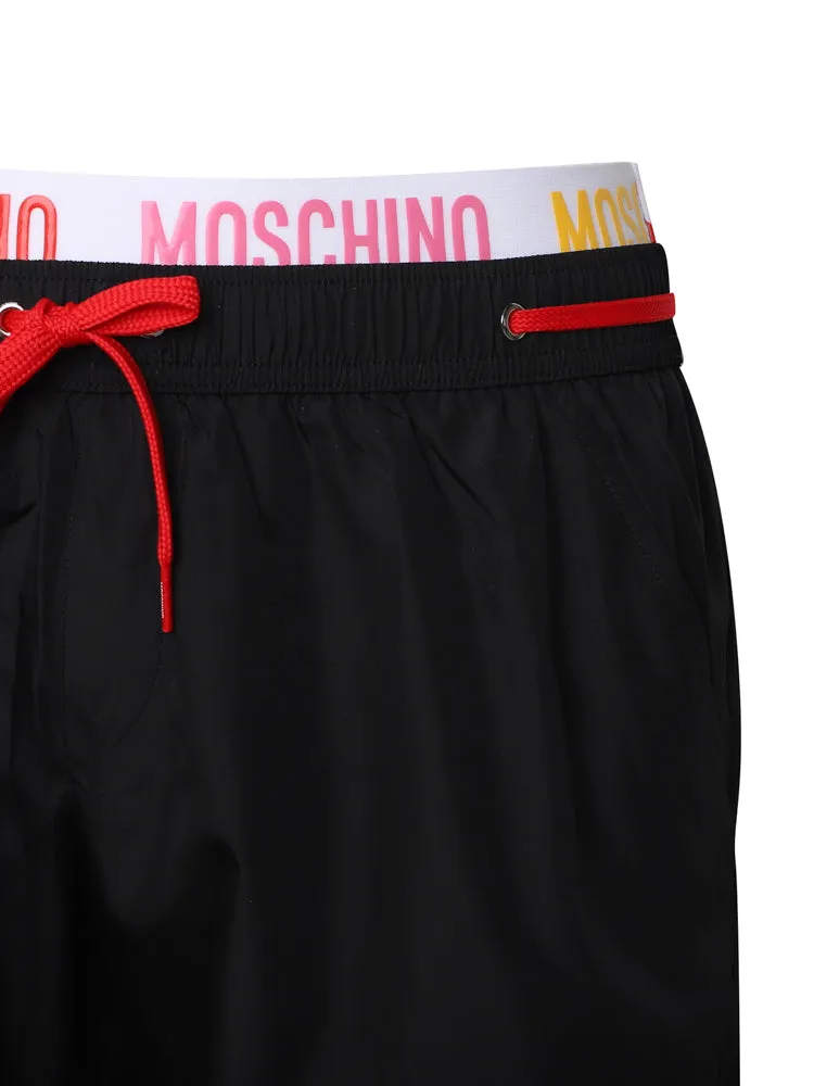 Moschino Logo Detailed Drawstring Swim Shorts