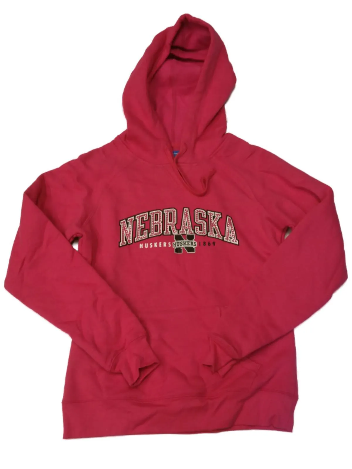 Nebraksa Cornhuskers Champion WOMENS Pink Rhinestone LS Hoodie Sweatshirt (M)