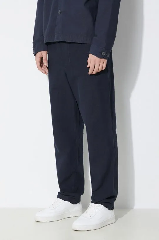 Norse Projects linen blend trousers Ezra Relaxed Cotton Linen navy blue color N25.0402.7004