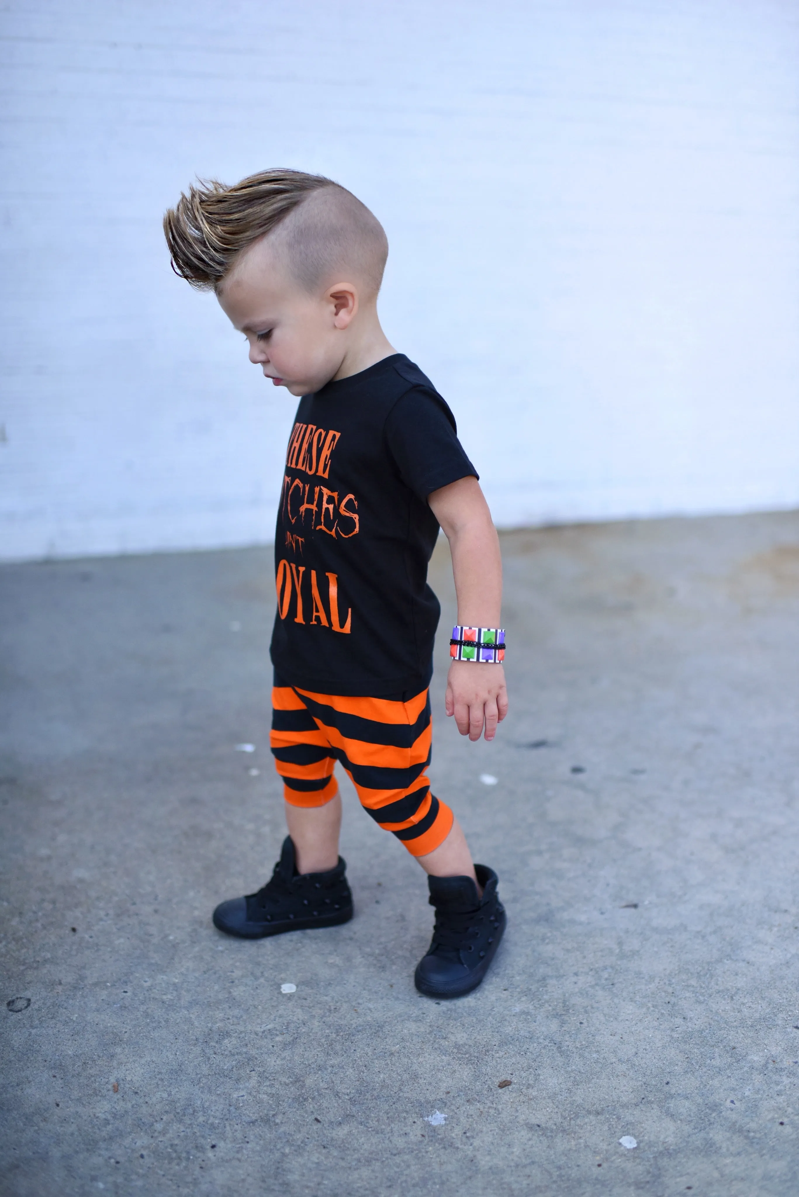 Orange & Black Stripe Harem Shorts