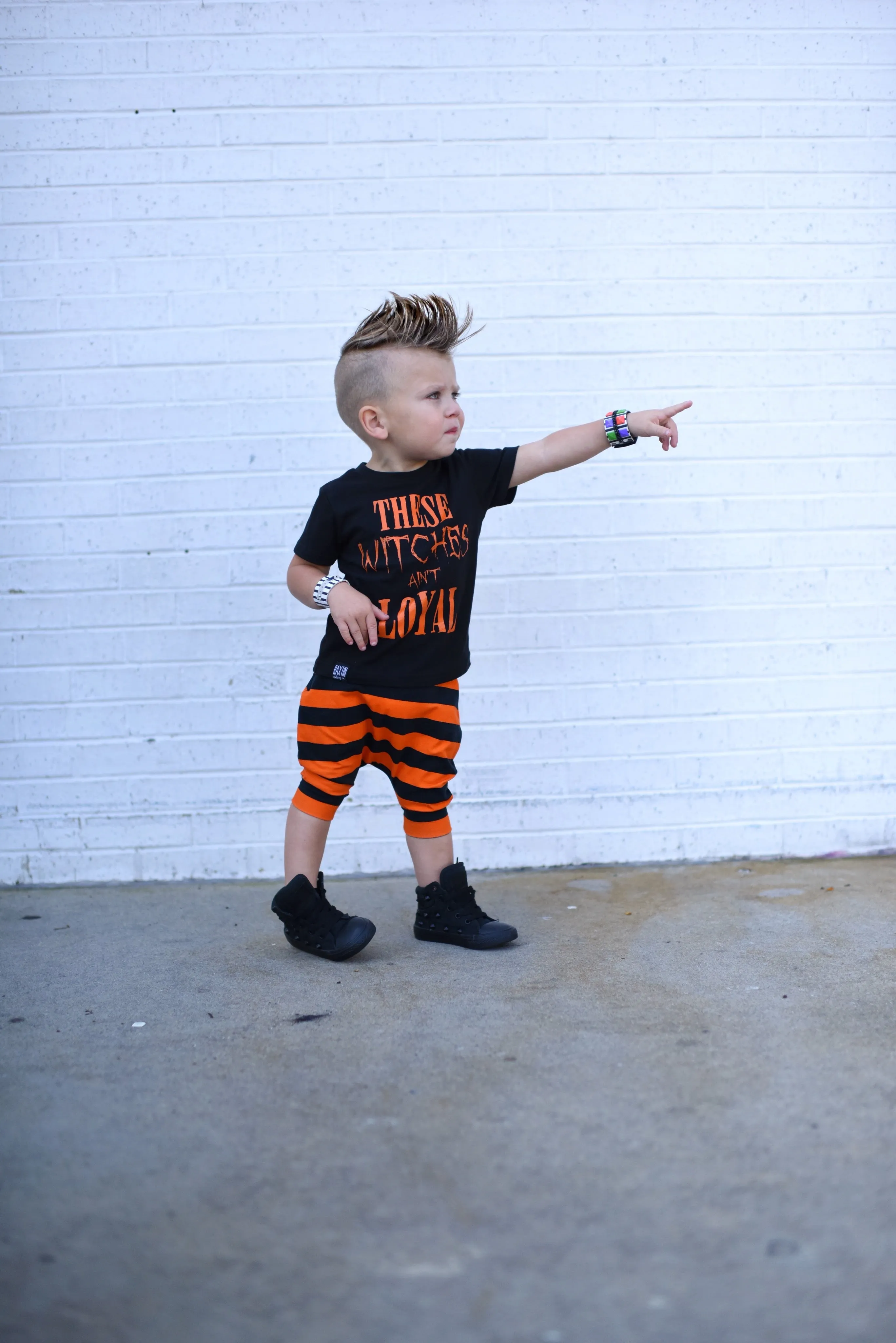 Orange & Black Stripe Harem Shorts