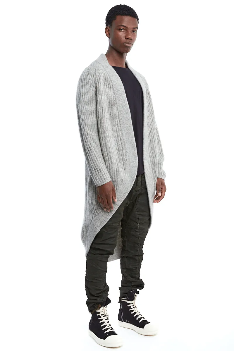 OYSTER GREY WOOL CARDIGAN