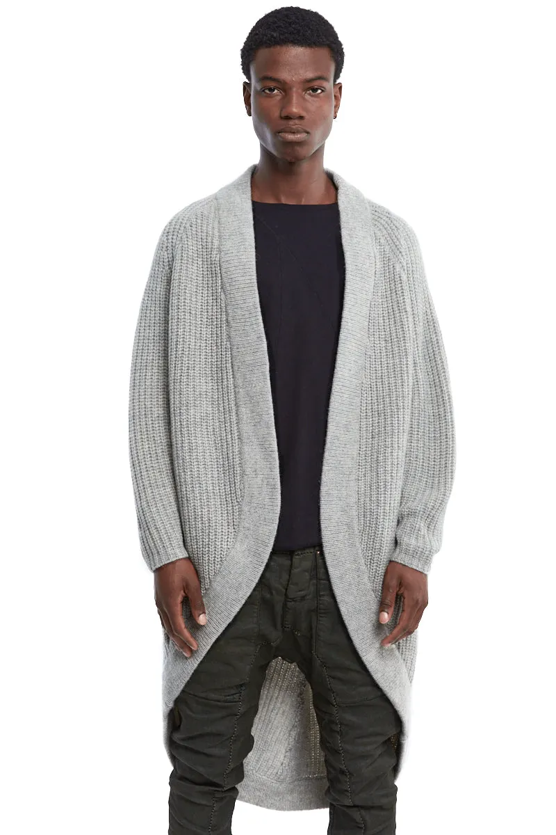 OYSTER GREY WOOL CARDIGAN