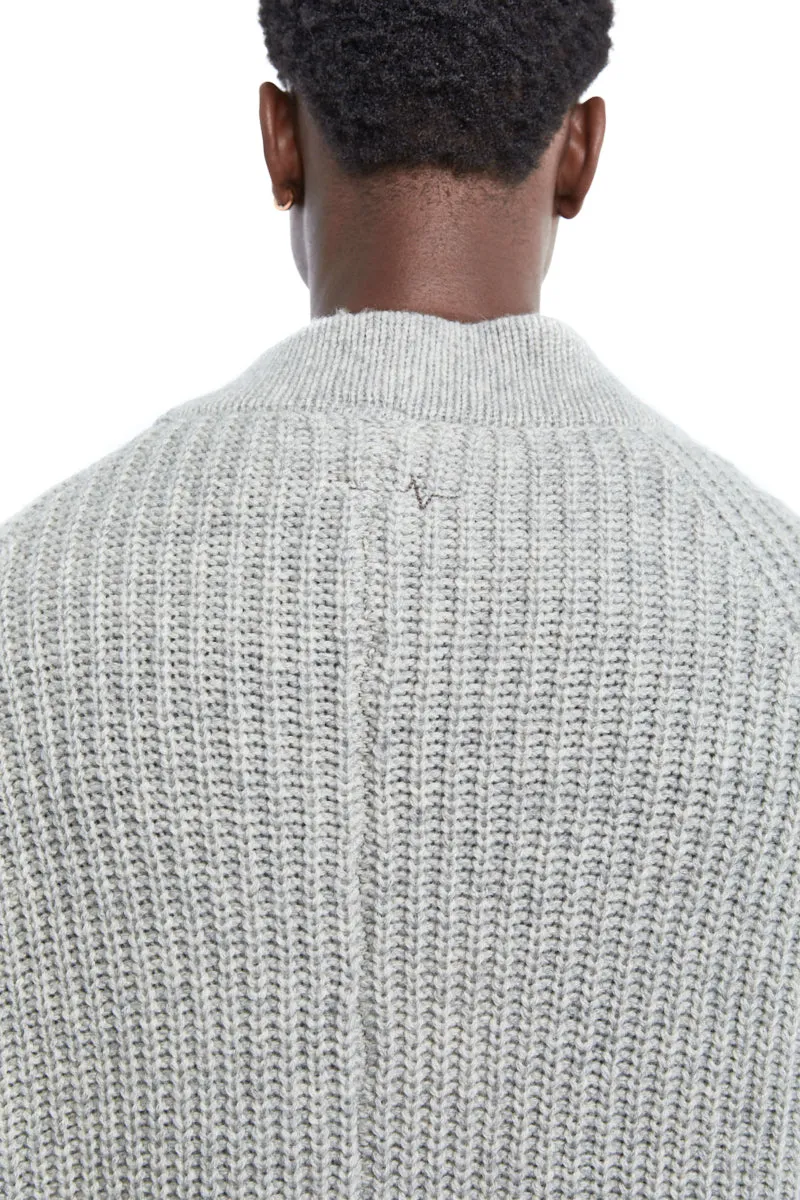 OYSTER GREY WOOL CARDIGAN