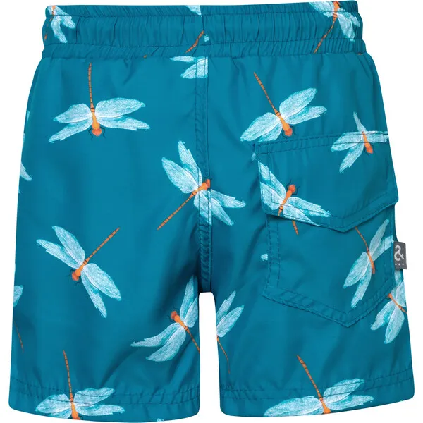 Pepita & Me Dragon-Fly Petroleo Elastic Waist Drawstring Swimshorts, Blue