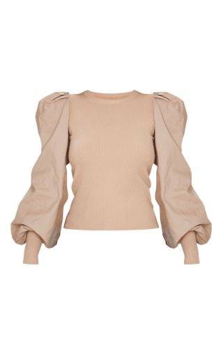 PLT Stone Extreme Poplin Sleeve Knitted Jumper