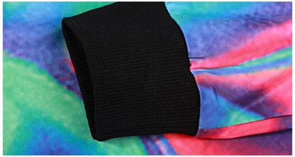 Psychadelic Liquid Pink and Blue Dyed Crewneck Sweater for Men