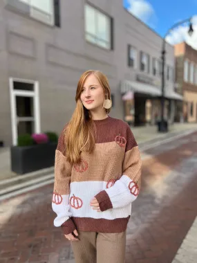 Pumpkin Trim Color Block Sweater