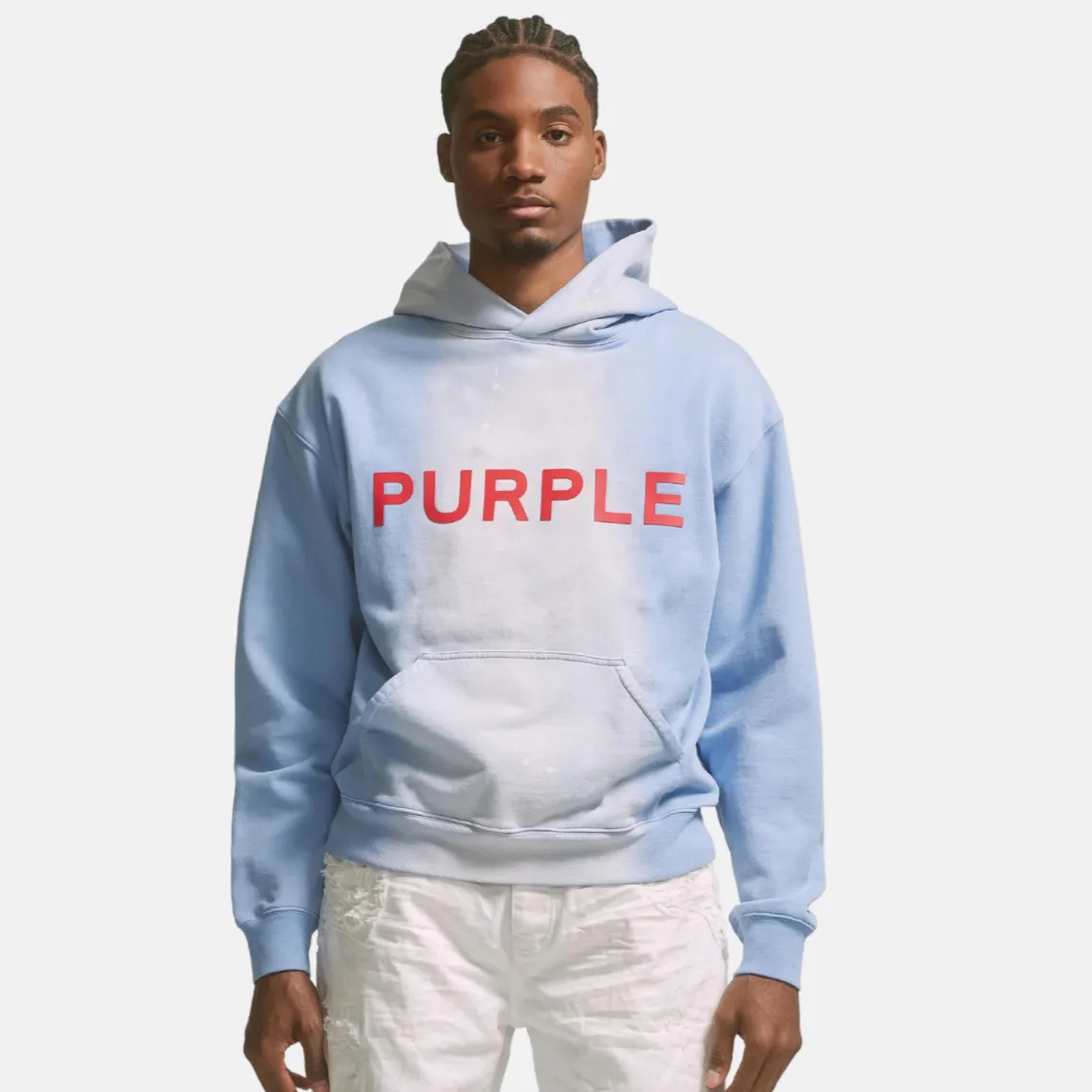 Purple Brand French Terry Core Jumbo Placid Blue Pullover Hoodie