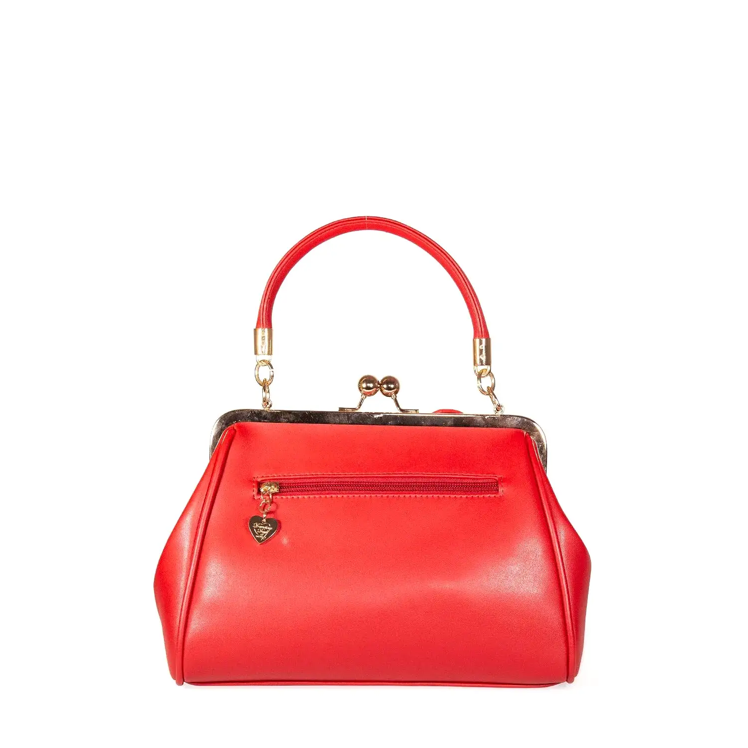 Red Retro Bow Handbag With Shoulder Strap