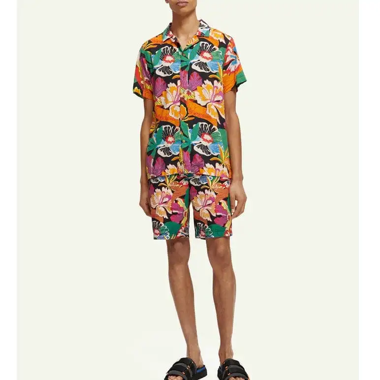 Scotch & Soda Printed Short Sleeve Camp Shirt (Floral) 171637