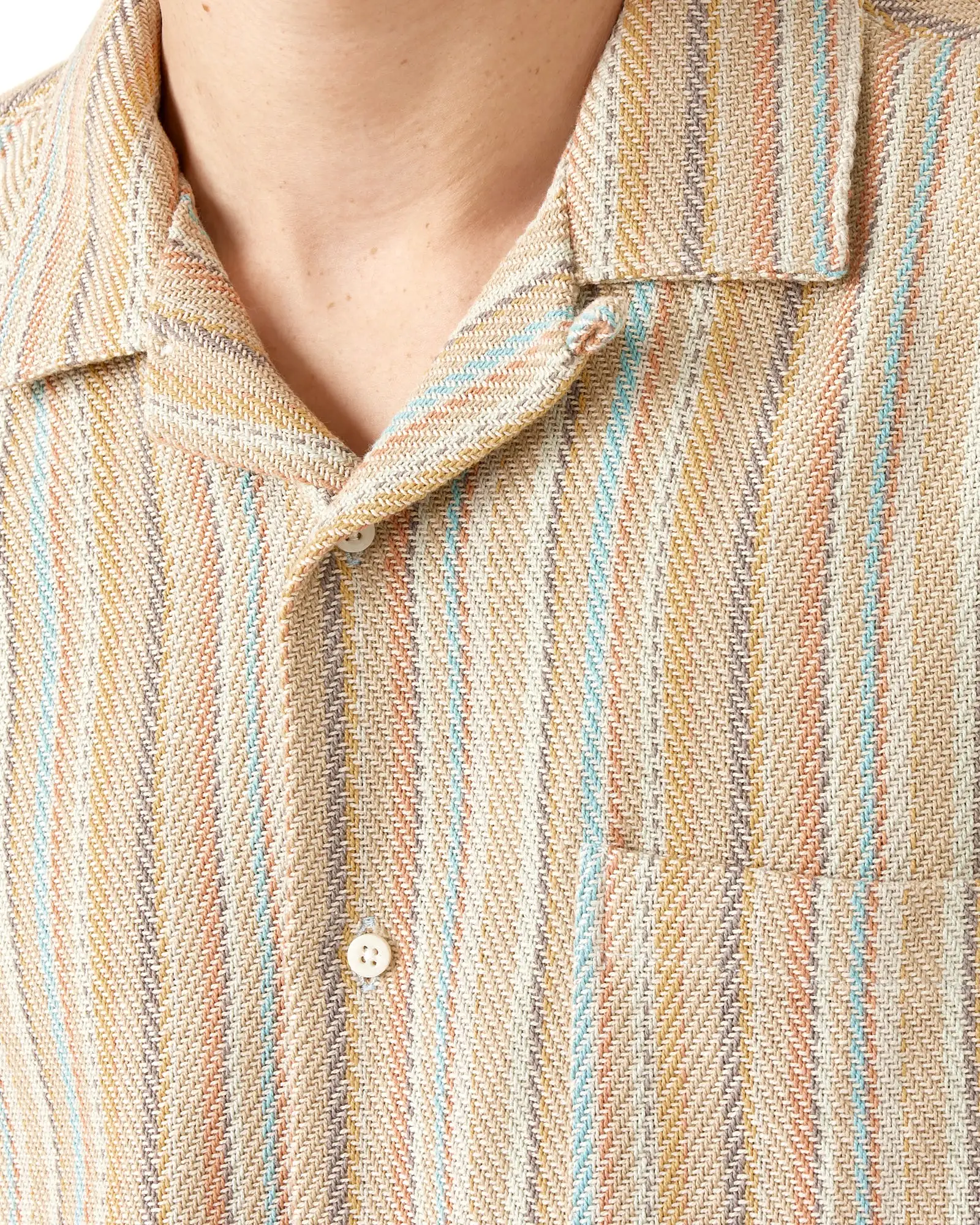 Short Sleeve Camp Shirt in Natural Baja Blanket