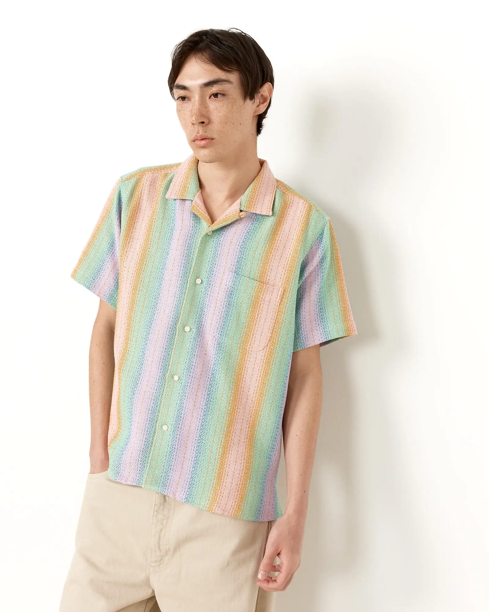 Short Sleeve Camp Shirt in Pastel Baja Blanket