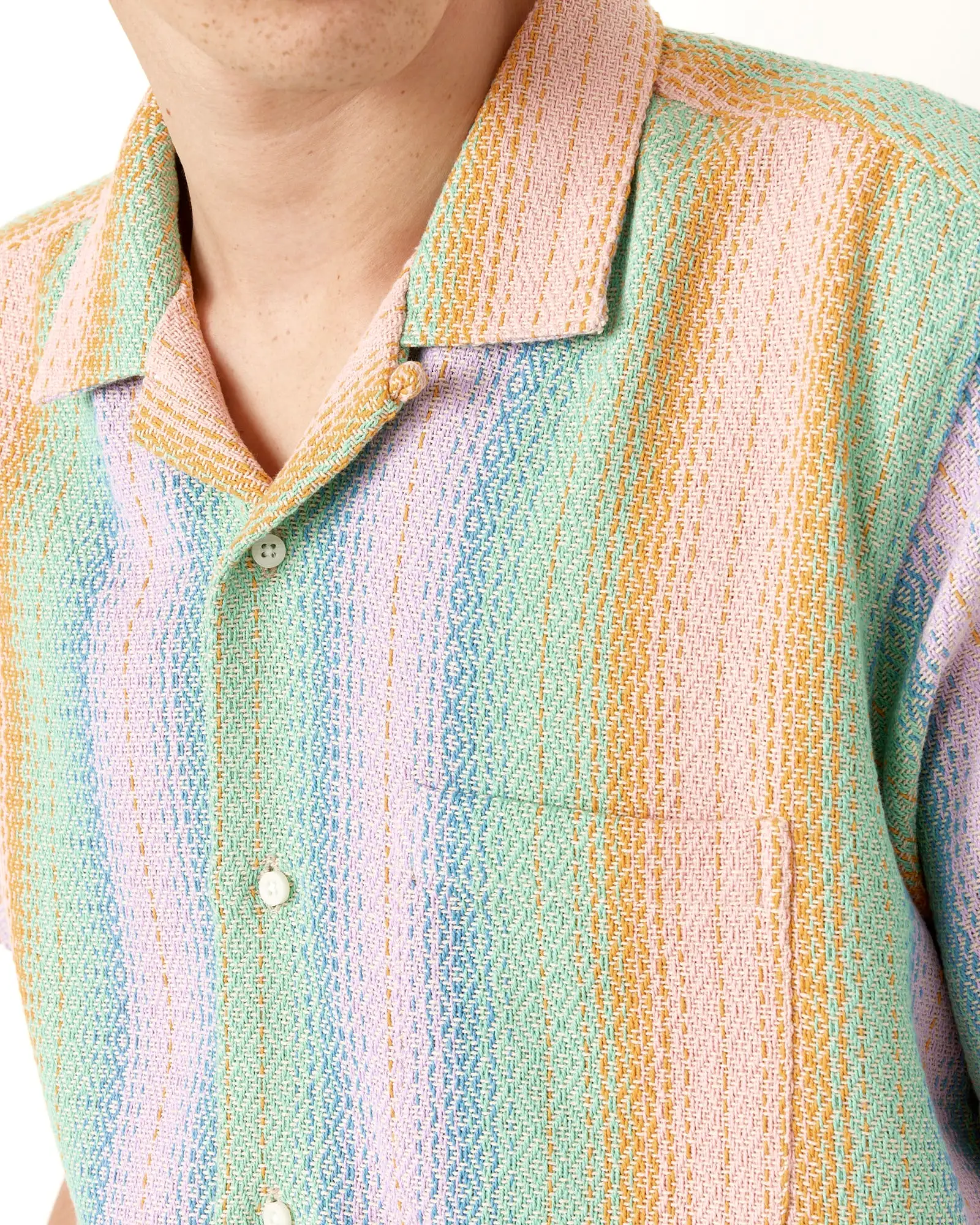 Short Sleeve Camp Shirt in Pastel Baja Blanket