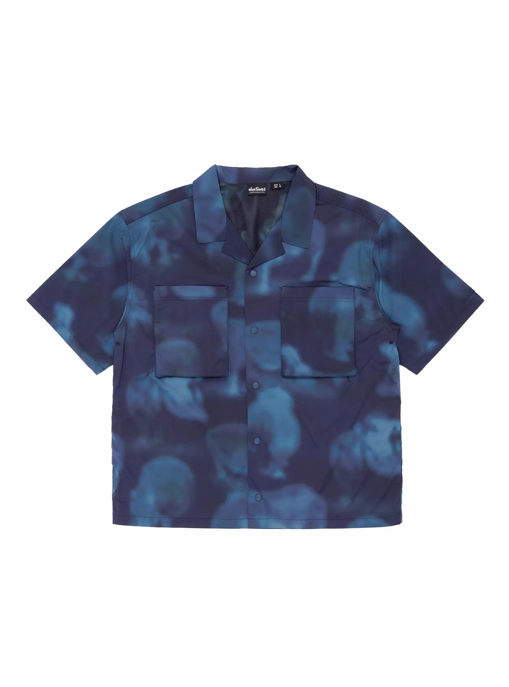 Short Sleeve Camp Shirt Nature Mosaic Blue