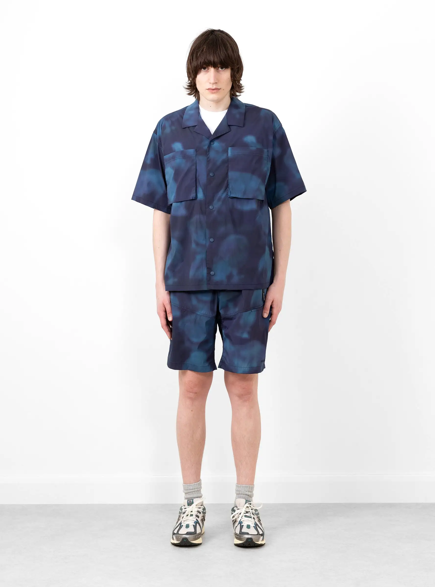 Short Sleeve Camp Shirt Nature Mosaic Blue