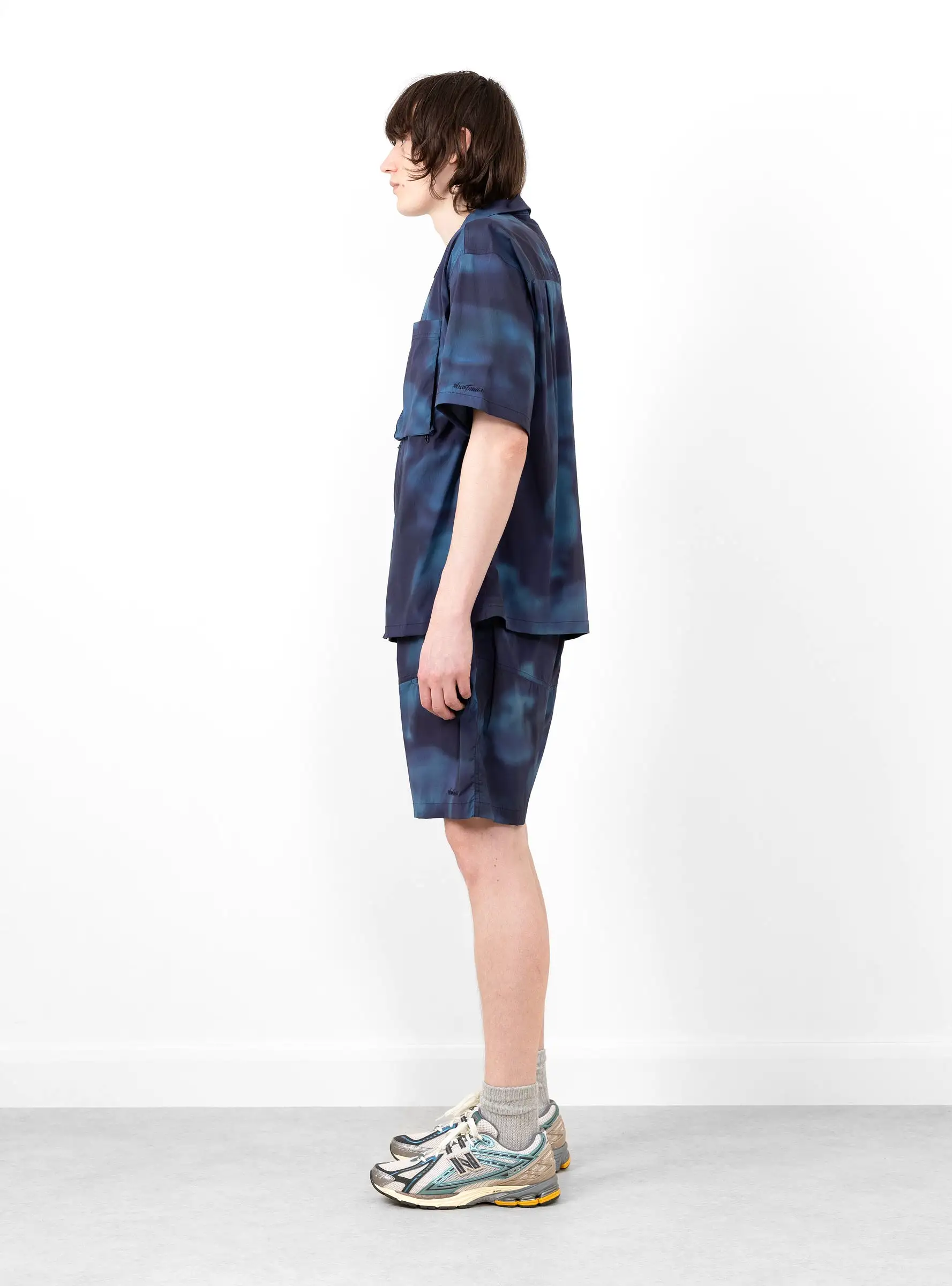 Short Sleeve Camp Shirt Nature Mosaic Blue