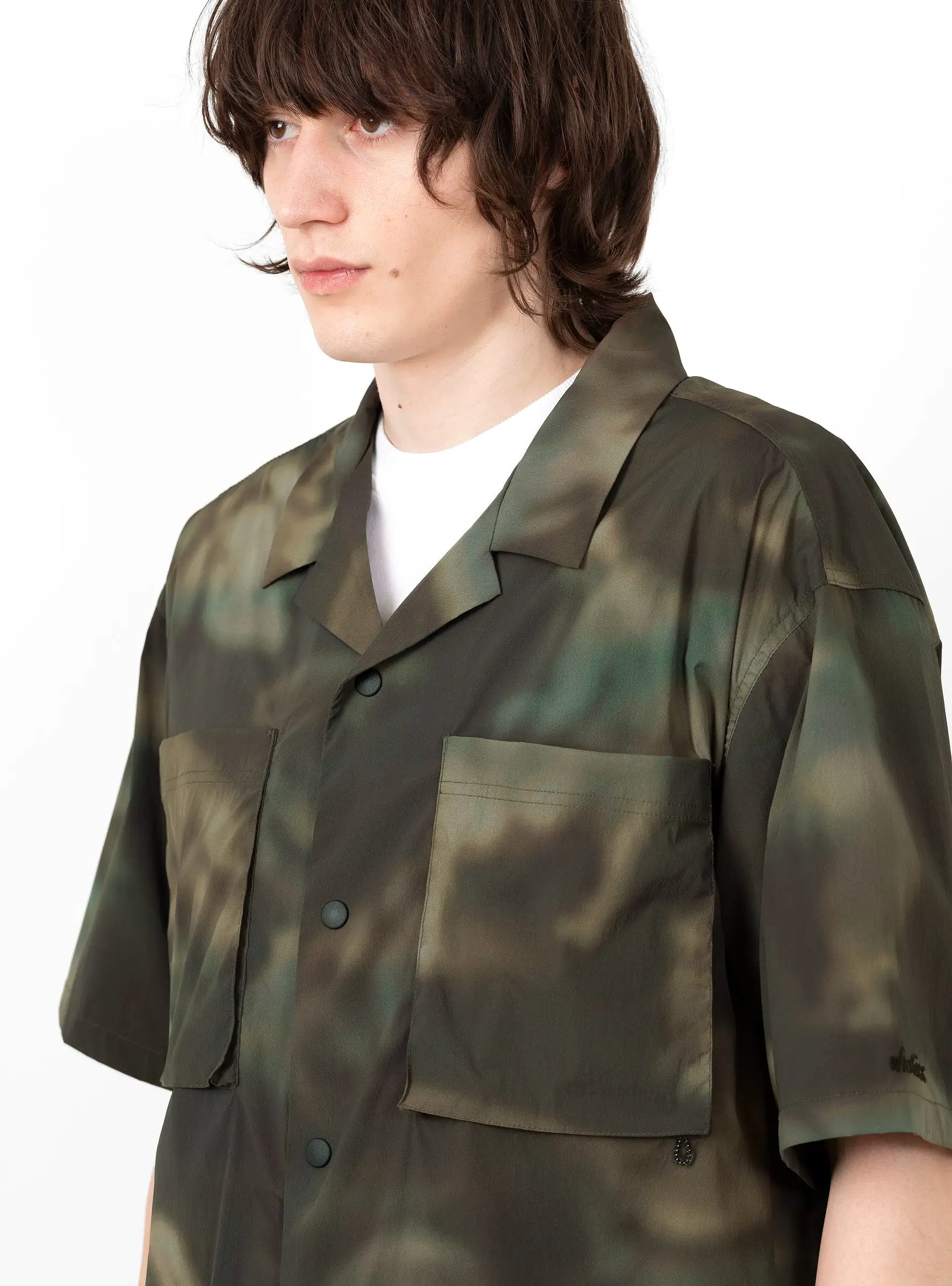 Short Sleeve Camp Shirt Nature Mosaic Olive